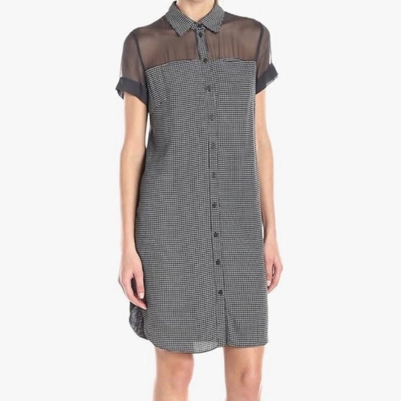 Bailey 44 Silk Mixed Media Shirt Dress Grey M - Picture 2 of 15